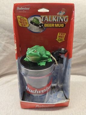 Budweiser Talking Beer Mug with Green Frog Topper